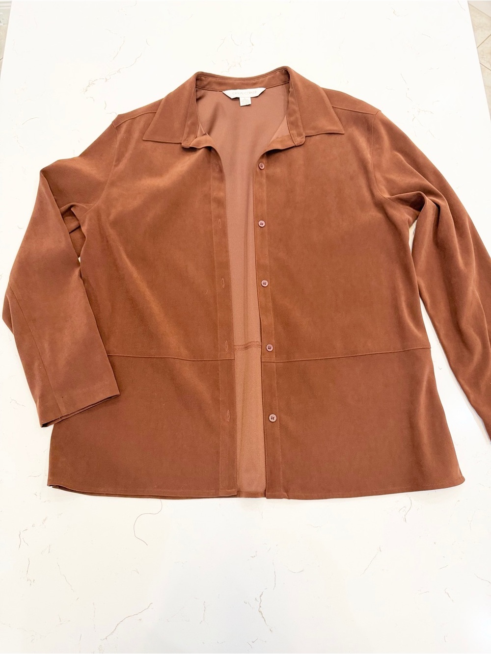 Vintage Y2K Casual Corner Brown Faux Suede Shacket Size L